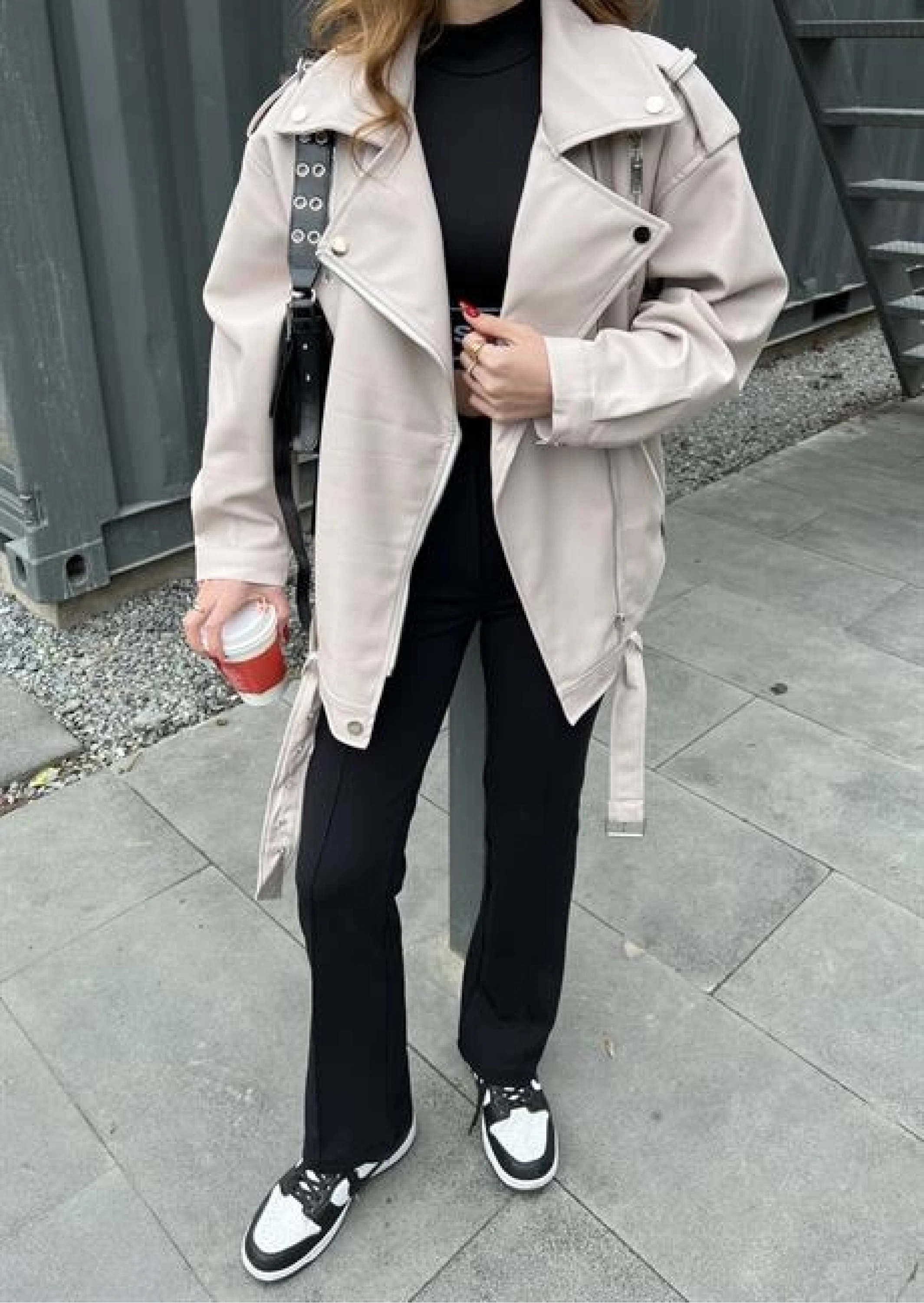 Zara Model Nude Deri Biker Ceket