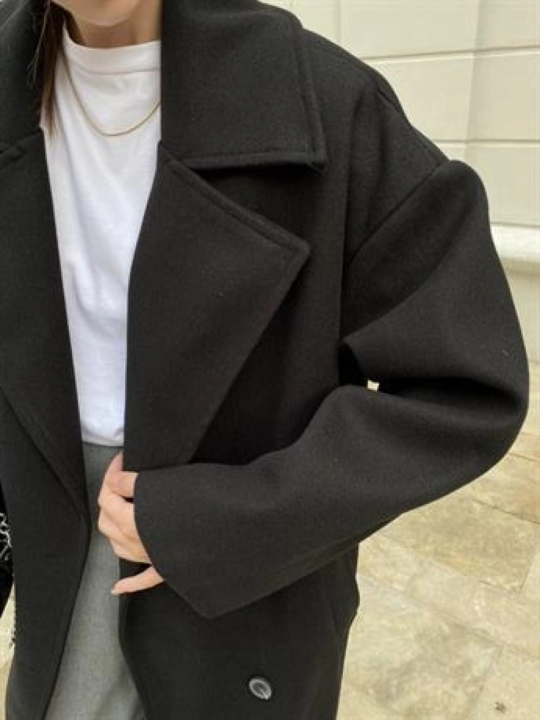 Zara Model Oversize Siyah Kaşe Kaban