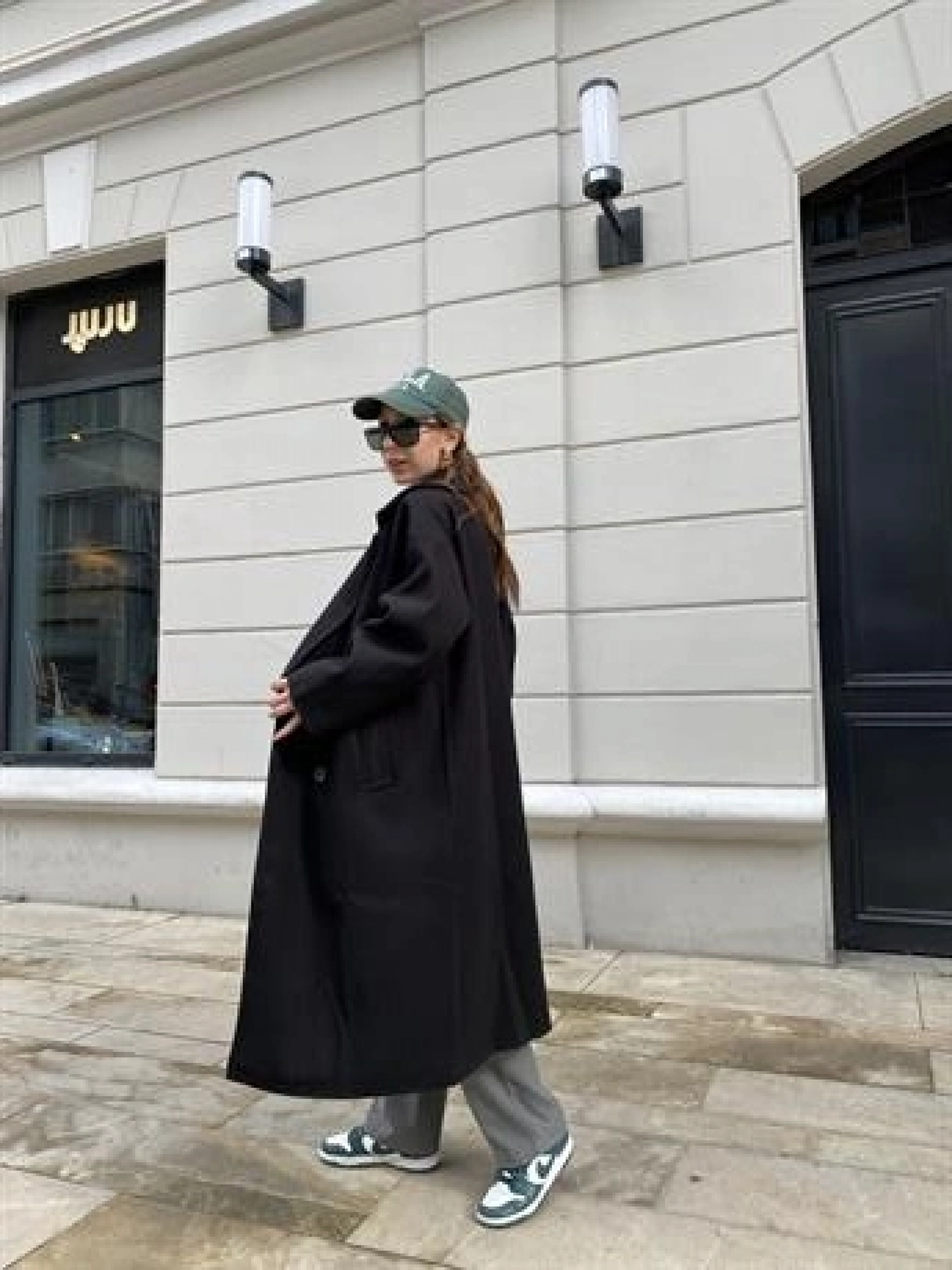 Zara Model Oversize Siyah Kaşe Kaban