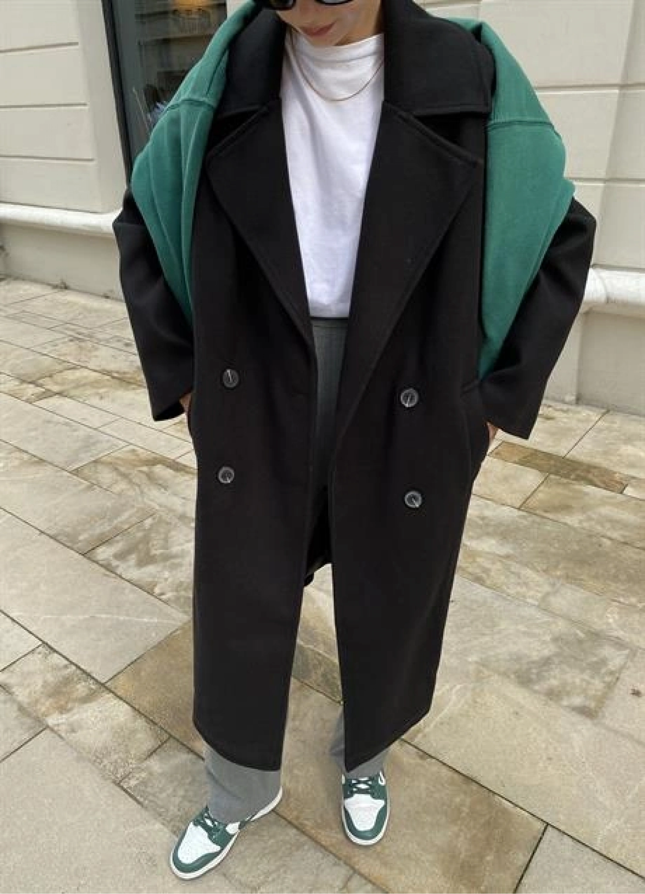 Zara Model Oversize Siyah Kaşe Kaban