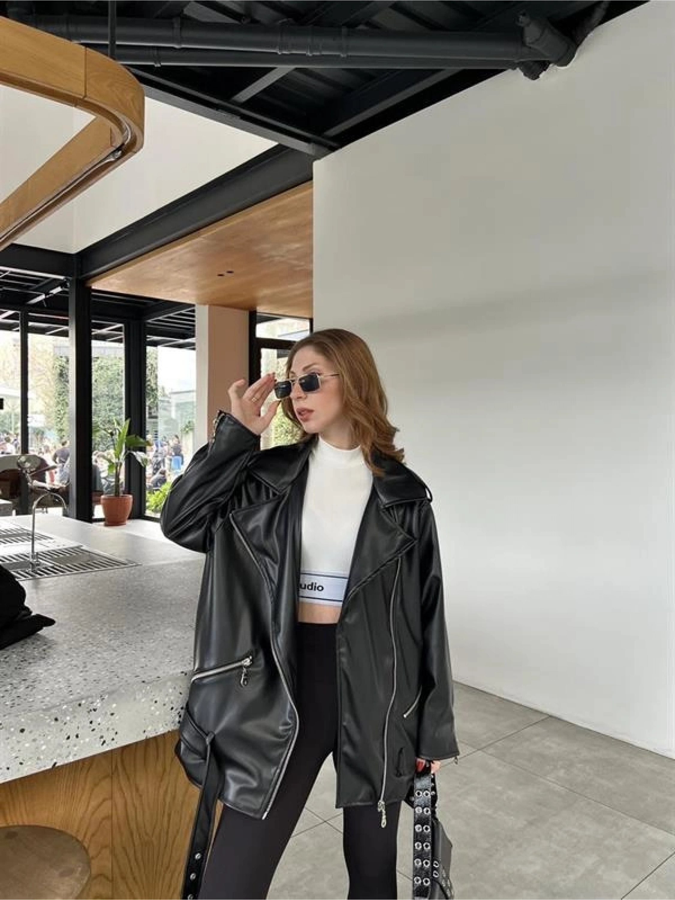 Zara Model Siyah Deri Biker Ceket