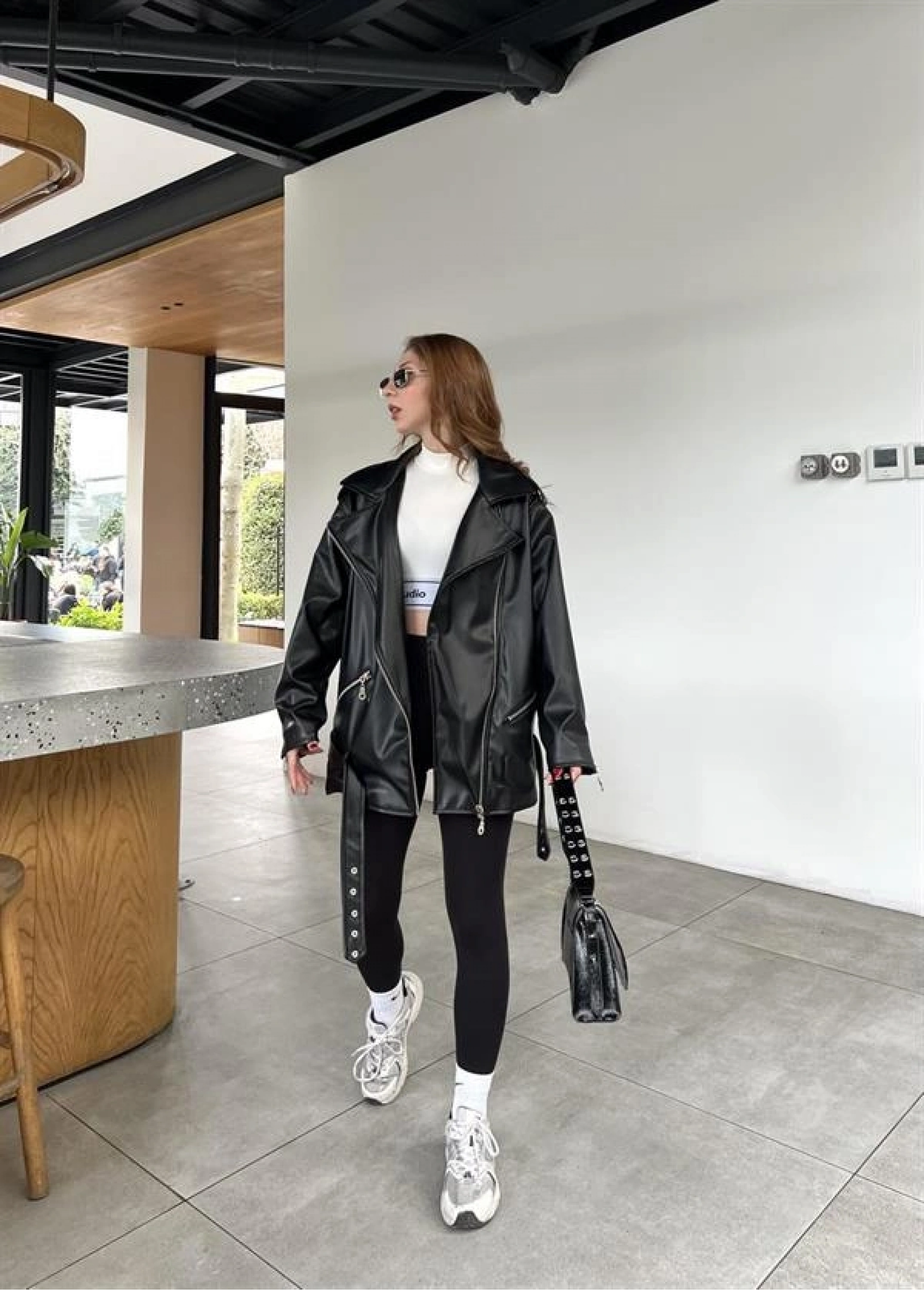 Zara Model Siyah Deri Biker Ceket