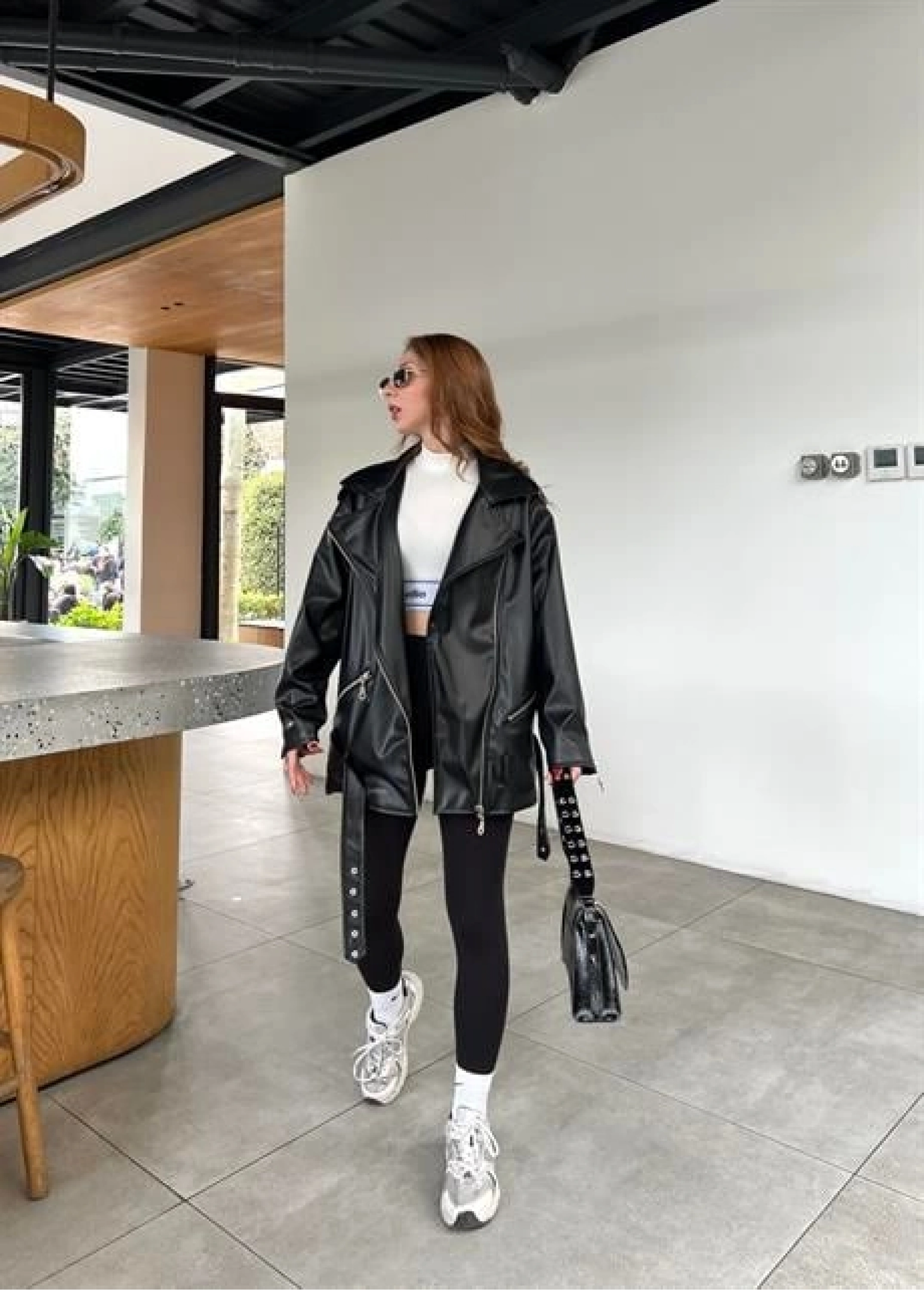 Zara Model Siyah Deri Biker Ceket