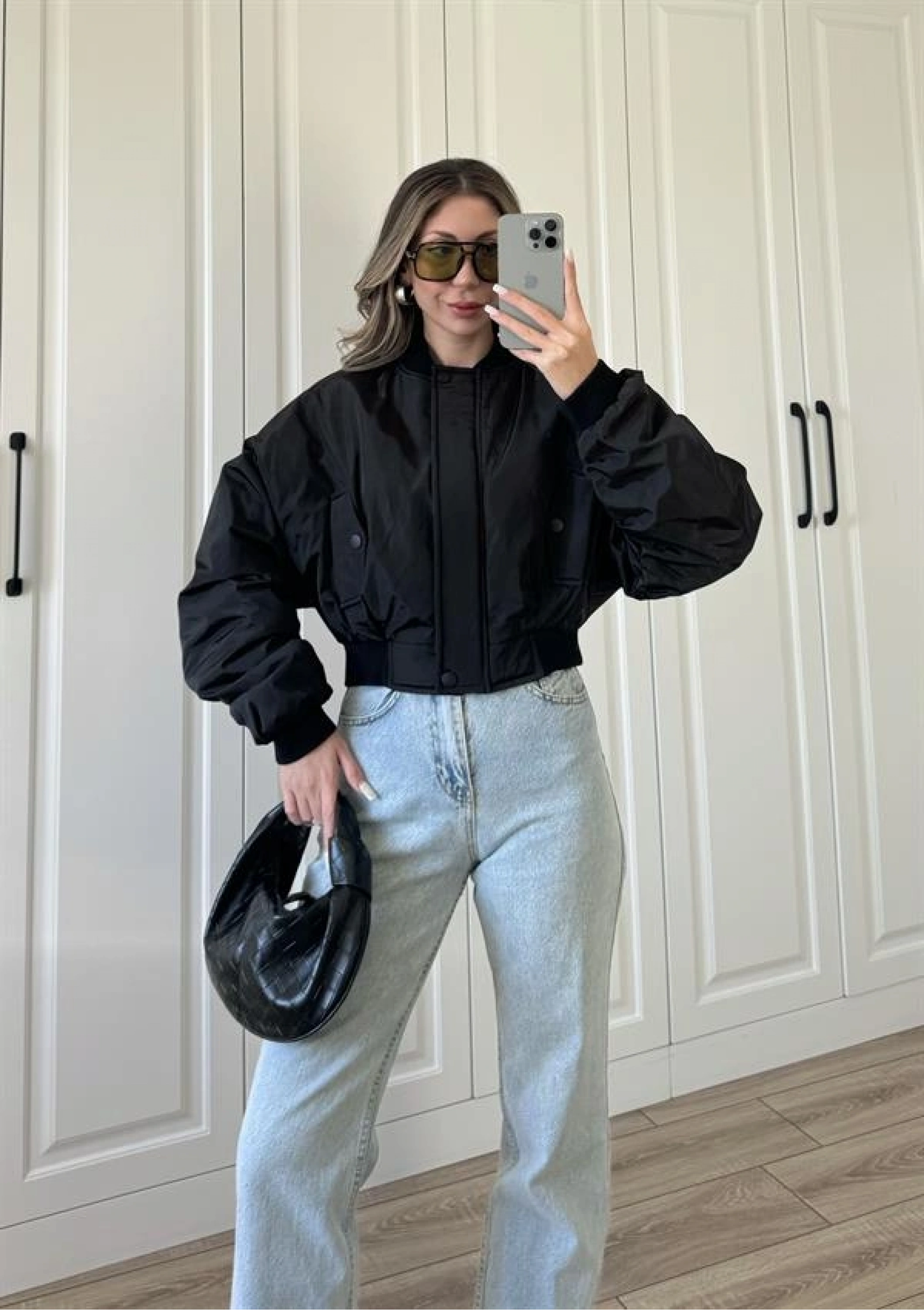 Zr Model. Astarlı Siyah Bomber Ceket