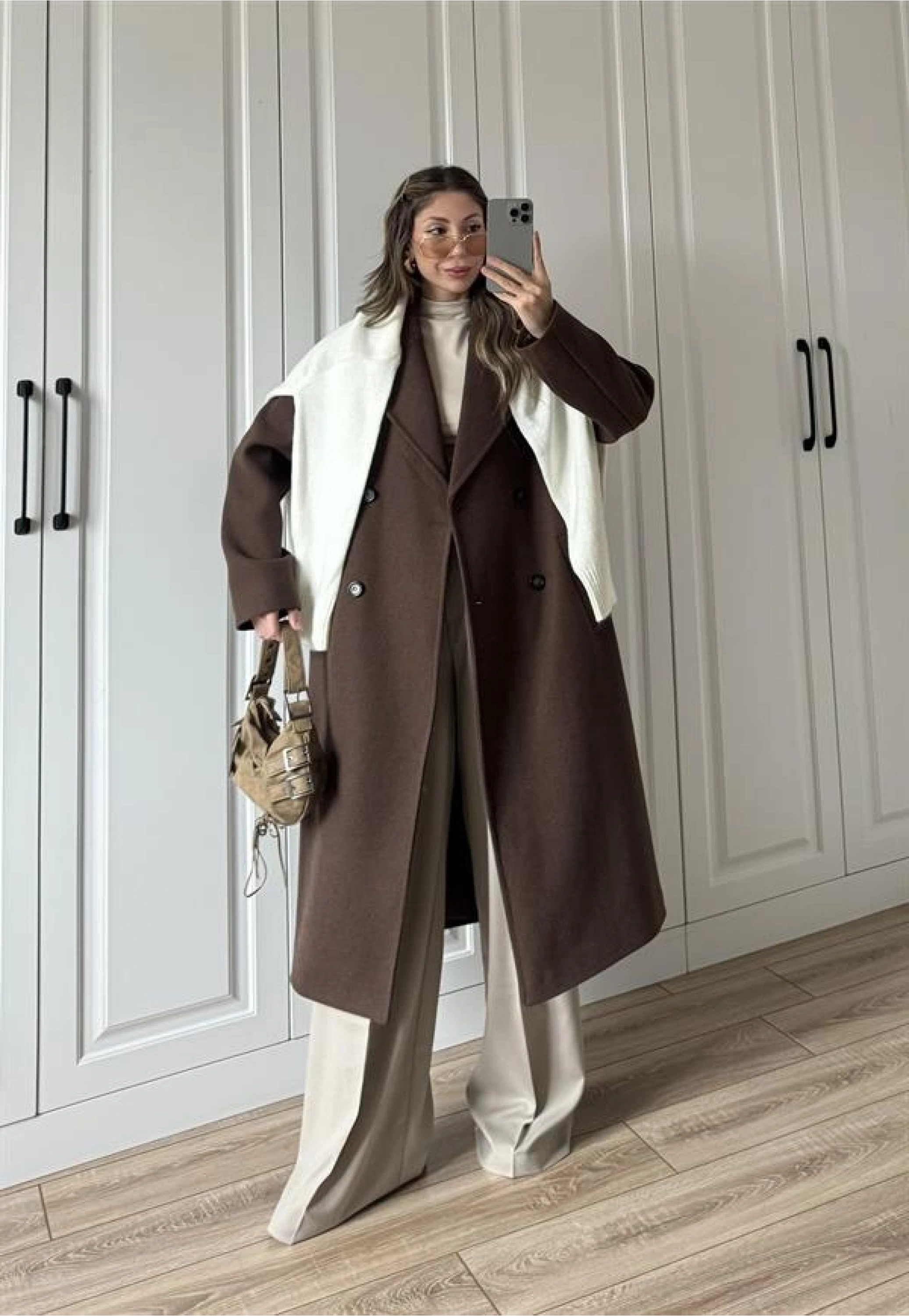 Zr Model Oversize Kahve Kaşe Kaban