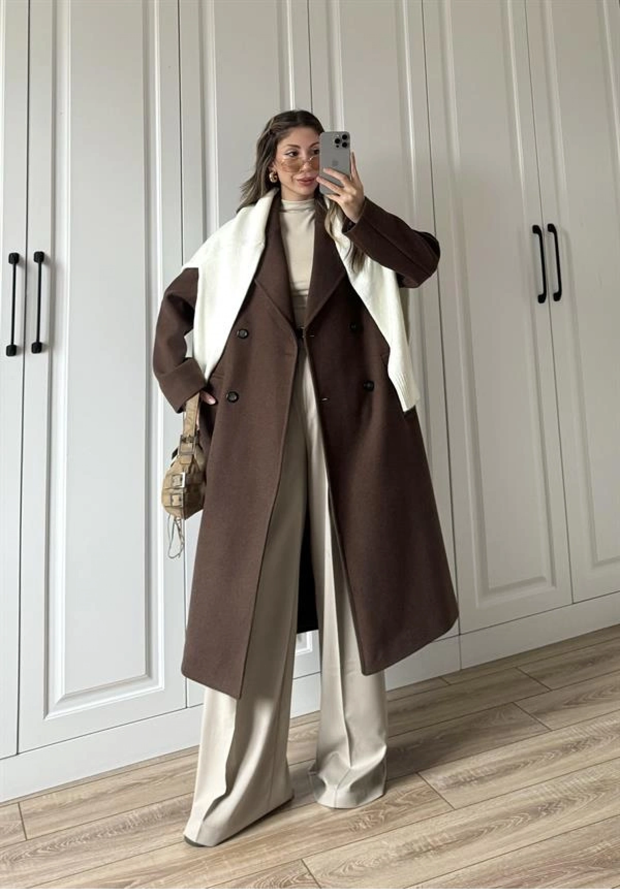 Zr Model Oversize Kahve Kaşe Kaban