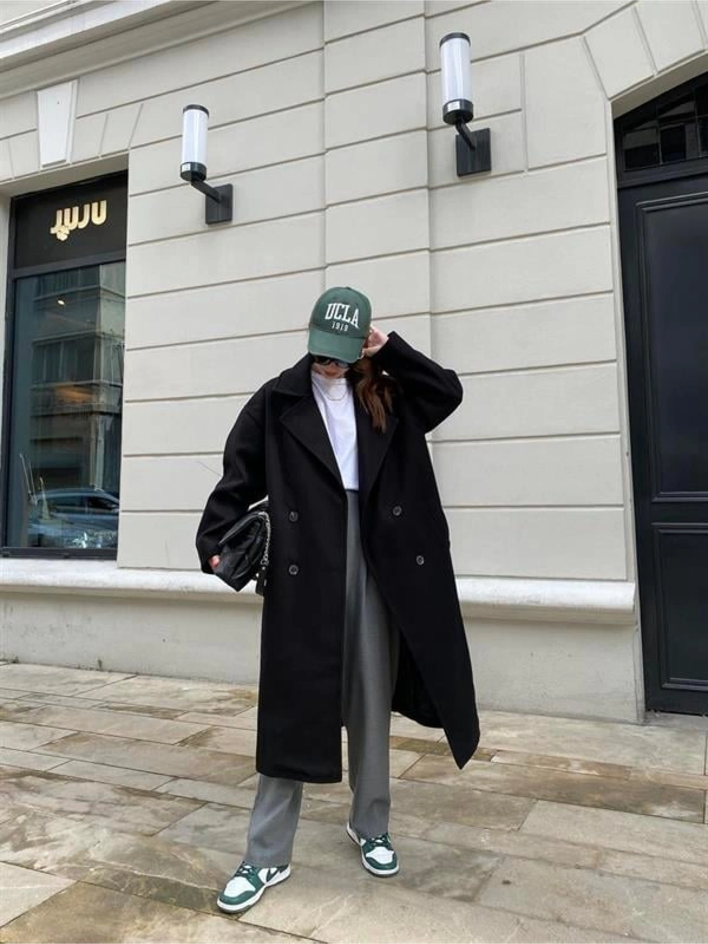 Zr Model Oversize Siyah Kaşe Kaban