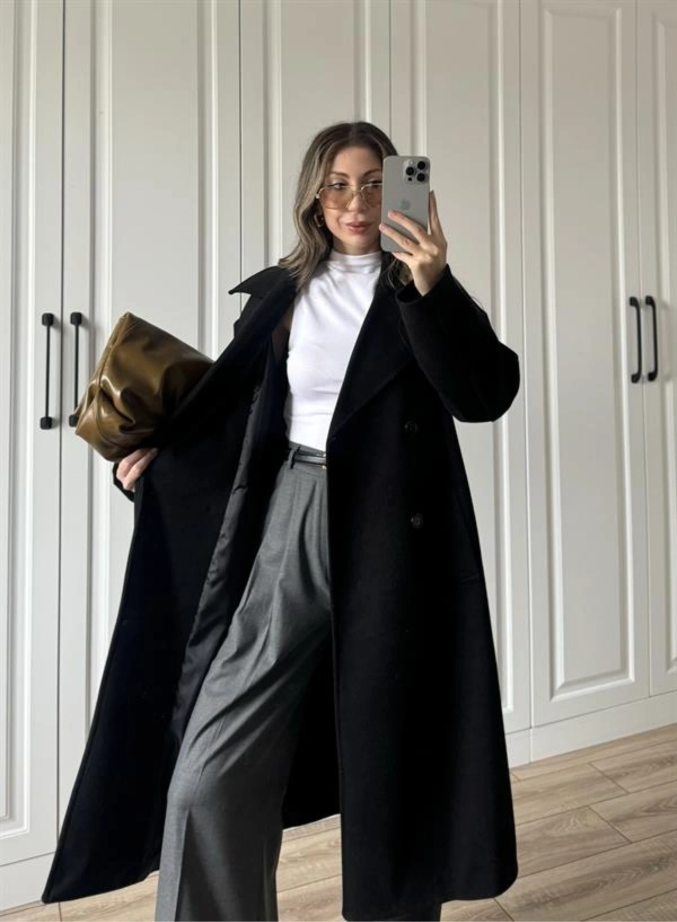 Zr Model Oversize Siyah Kaşe Kaban