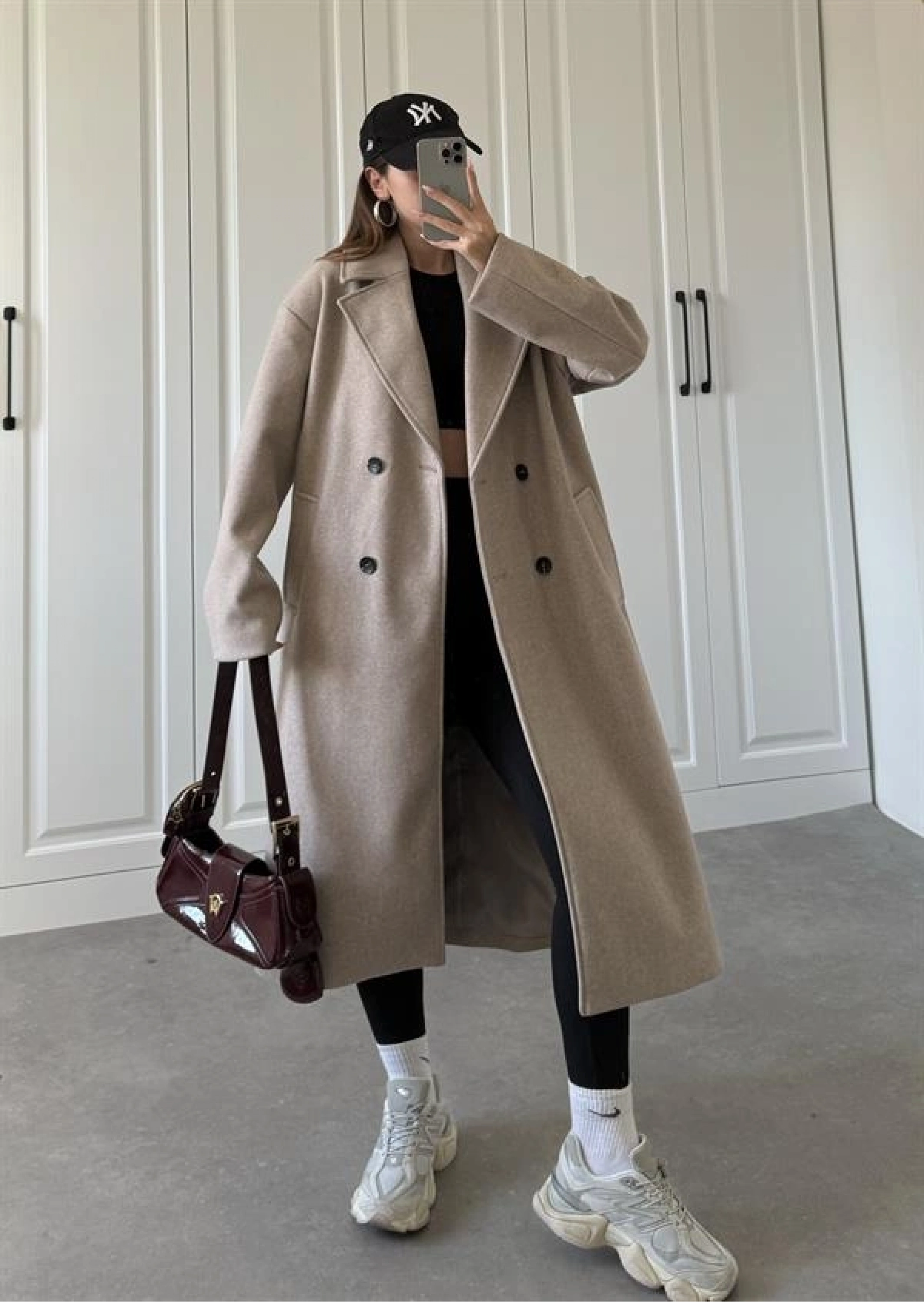ZR Model Oversize Vizon Kaşe Kaban