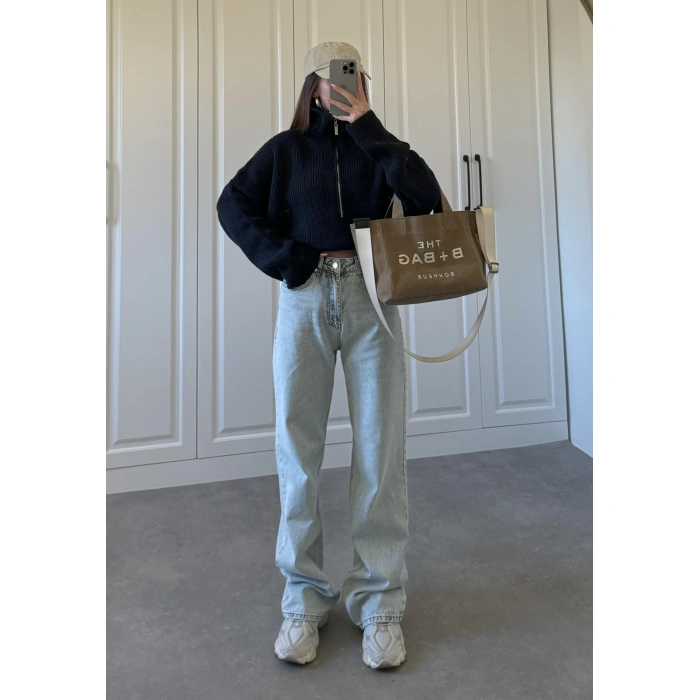 Açık Mavi Yüksekbel Palazzo Jean