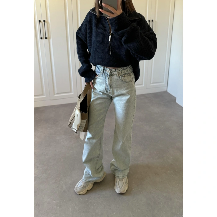 Açık Mavi Yüksekbel Palazzo Jean