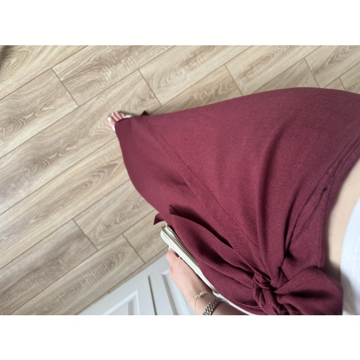 Anvelop Keten Uzun Bordo Etek