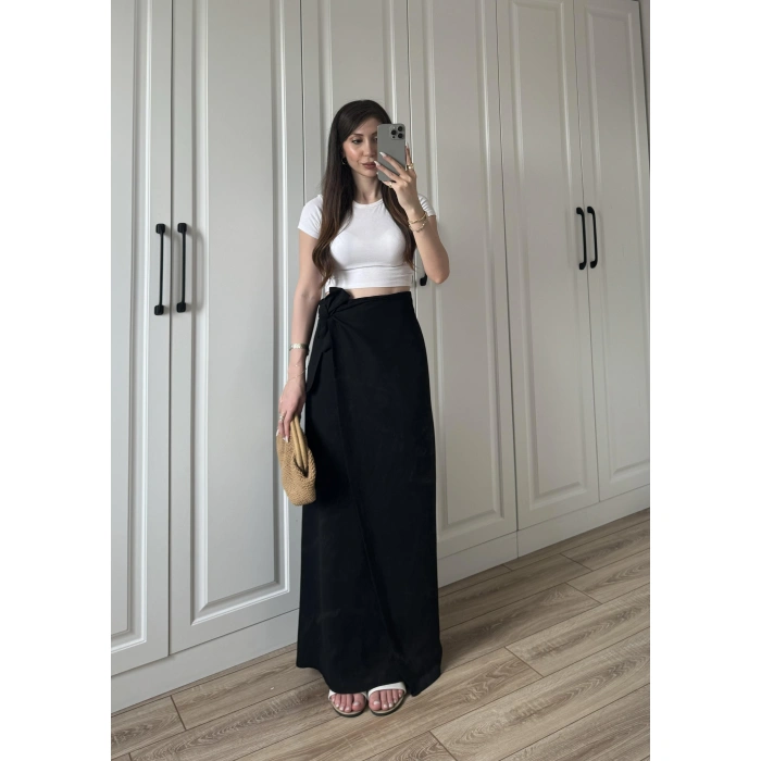 Anvelop Keten Uzun Siyah Etek