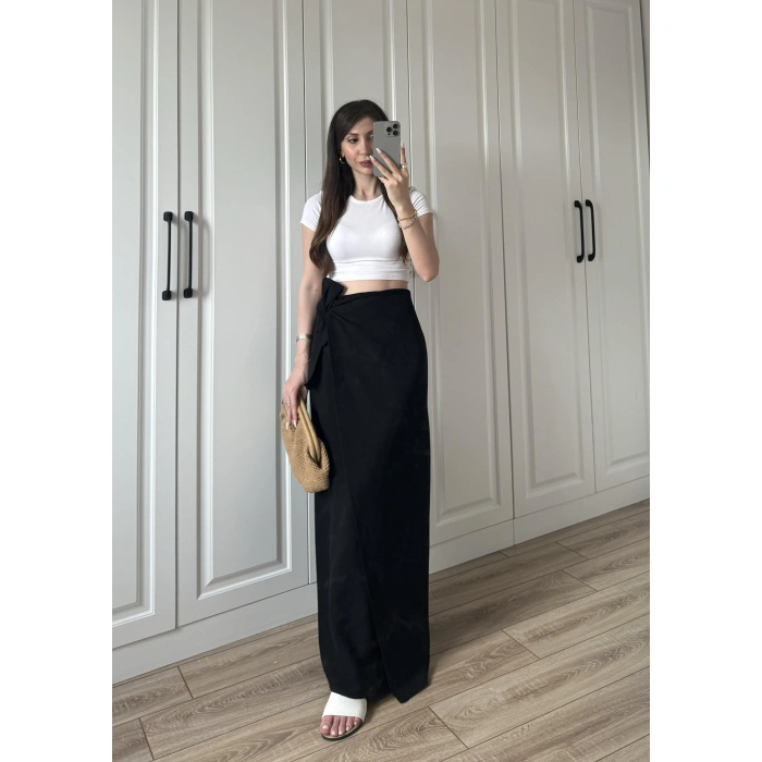 Anvelop Keten Uzun Siyah Etek