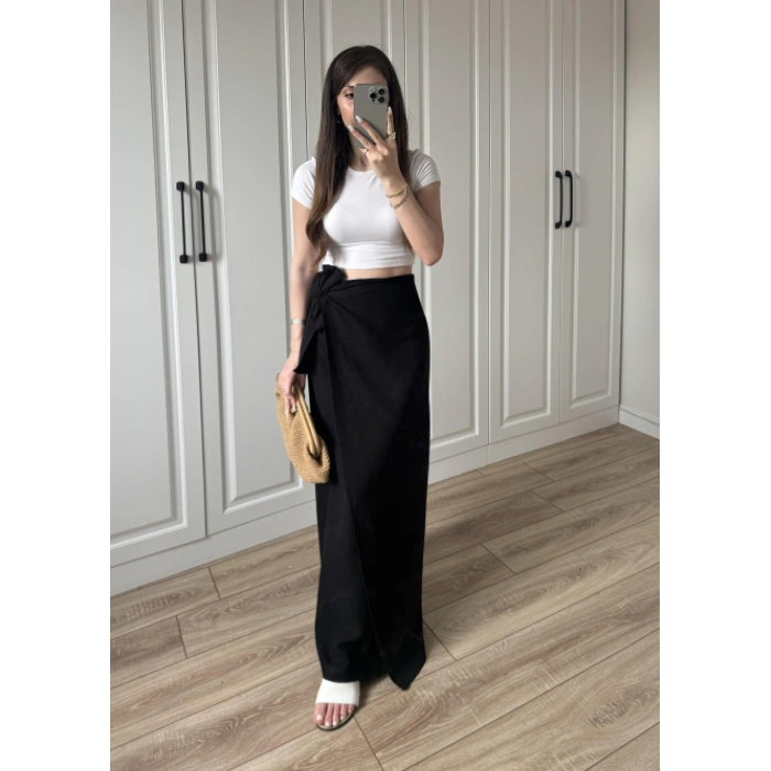 Anvelop Keten Uzun Siyah Etek