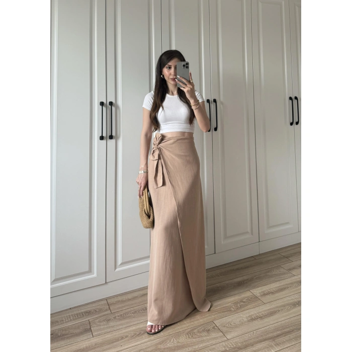 Anvelop Keten Uzun Taş Etek