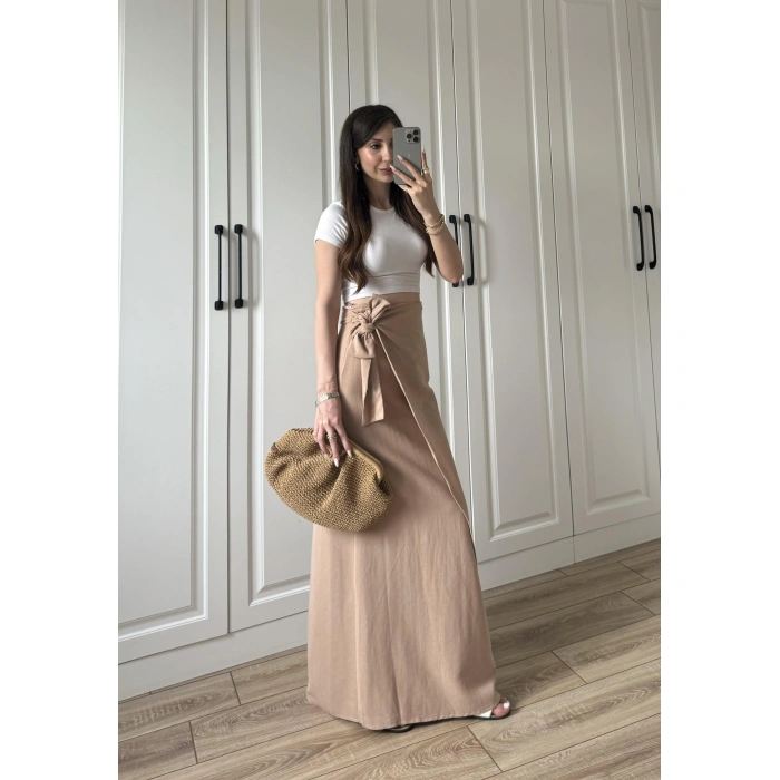 Anvelop Keten Uzun Taş Etek