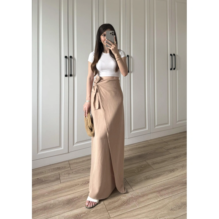 Anvelop Keten Uzun Taş Etek