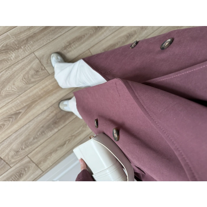 Aria Kuşaklı Astarlı Premium Bordo Trençkot