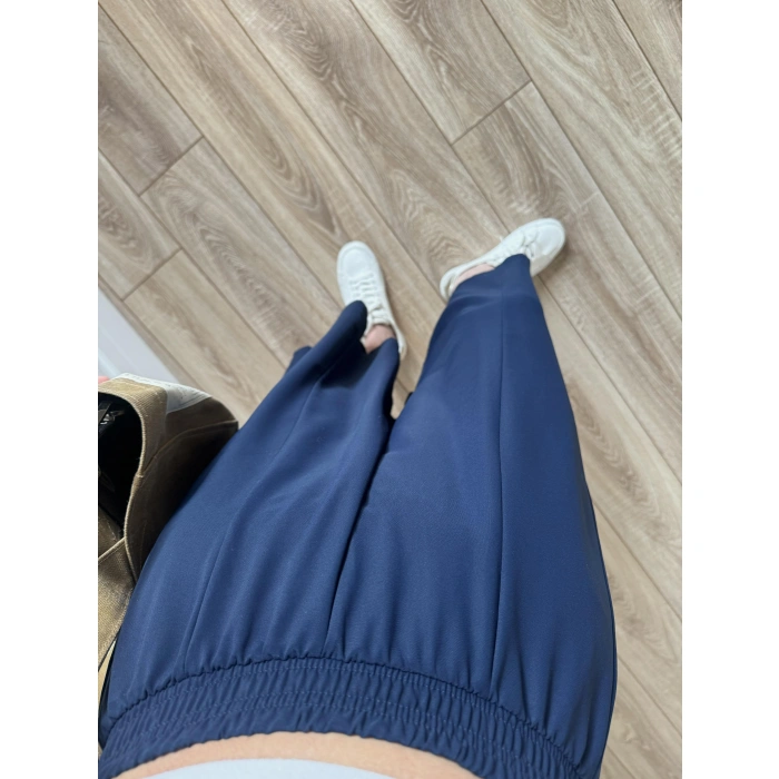 Bilek Boy Geniş Paça Lacivert Pantolon