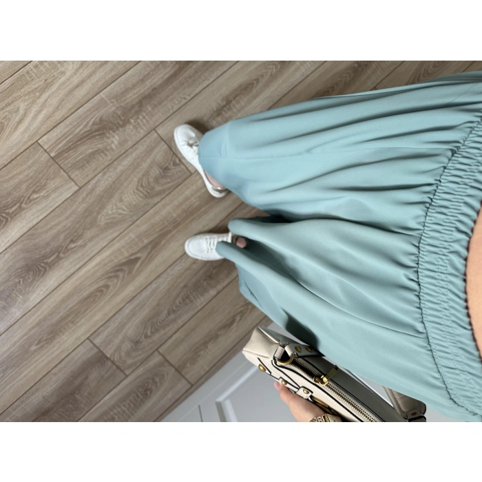 Bilek Boy Geniş Paça Mint Yeşili Pantolon