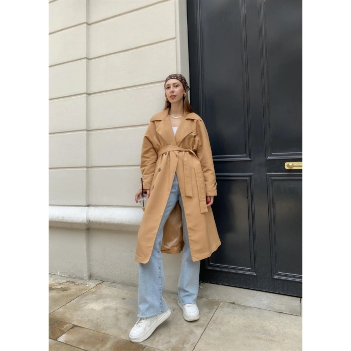 Camel Brshk Model Premium Oversize Trençkot