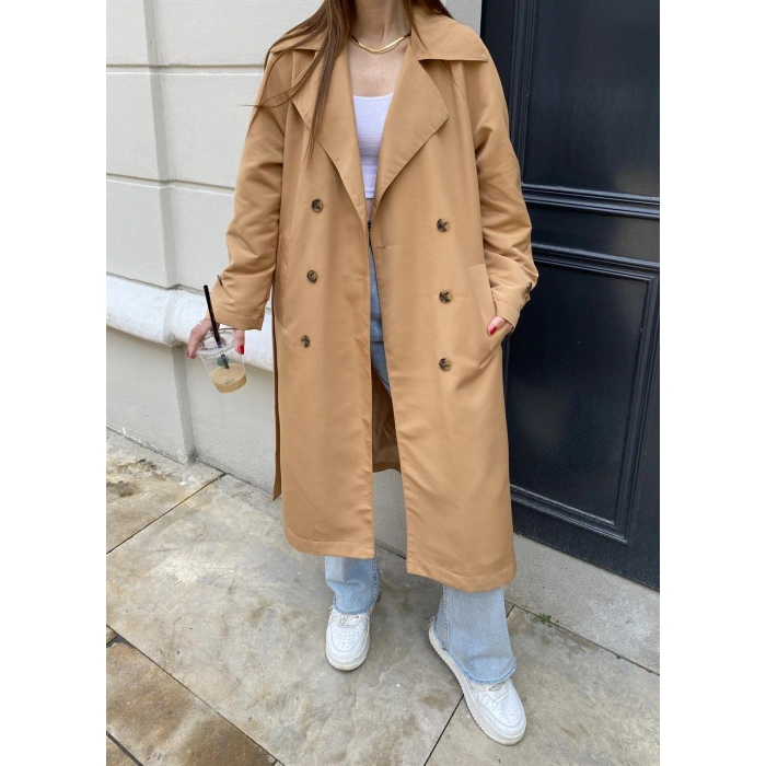 Camel Brshk Model Premium Oversize Trençkot