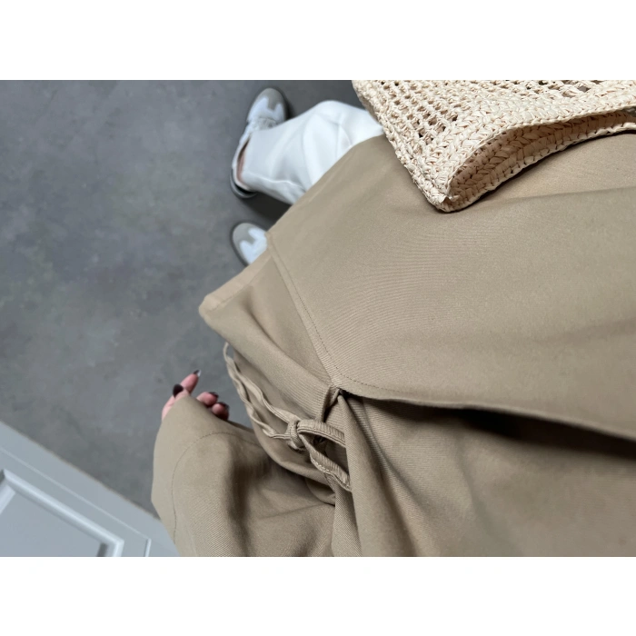 Cappuccino Yandan Bağlamalı Gabardin Kimono Ceket