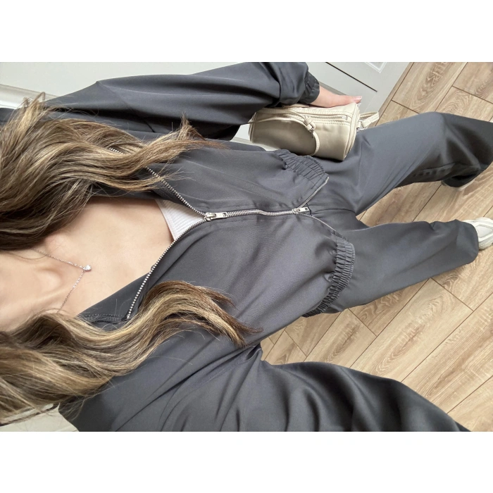 Çift Fermuarlı Antrasit Spor Model Takım