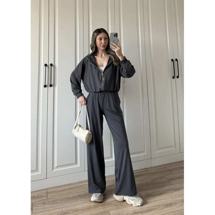 Çift Fermuarlı Antrasit Spor Model Takım