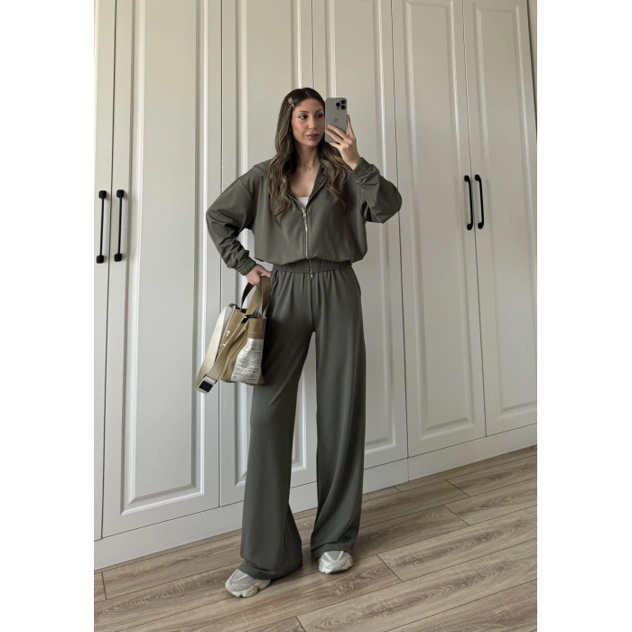 Çift Fermuarlı Haki Spor Model Takım