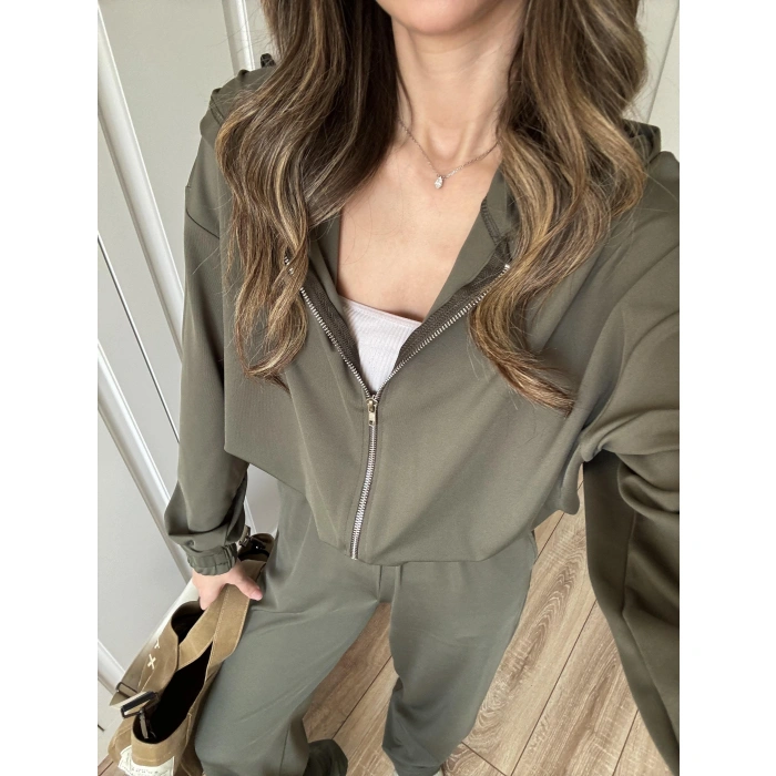 Çift Fermuarlı Haki Spor Model Takım