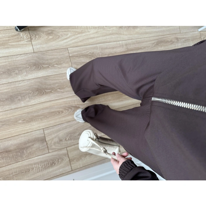 Çift Fermuarlı Kahve Spor Model Takım