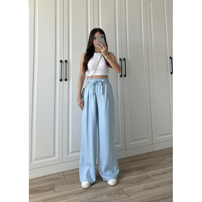 Dania Premium Bebe Mavi Tensel Palazzo Pantolon