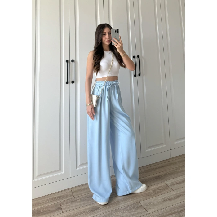 Dania Premium Bebe Mavi Tensel Palazzo Pantolon