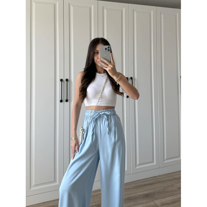 Dania Premium Bebe Mavi Tensel Palazzo Pantolon