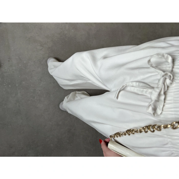 Dania Premium Beyaz Tensel Palazzo Pantolon