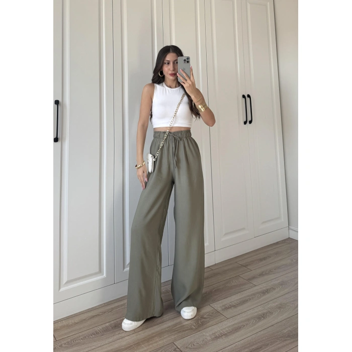 Dania Premium Haki Tensel Palazzo Pantolon