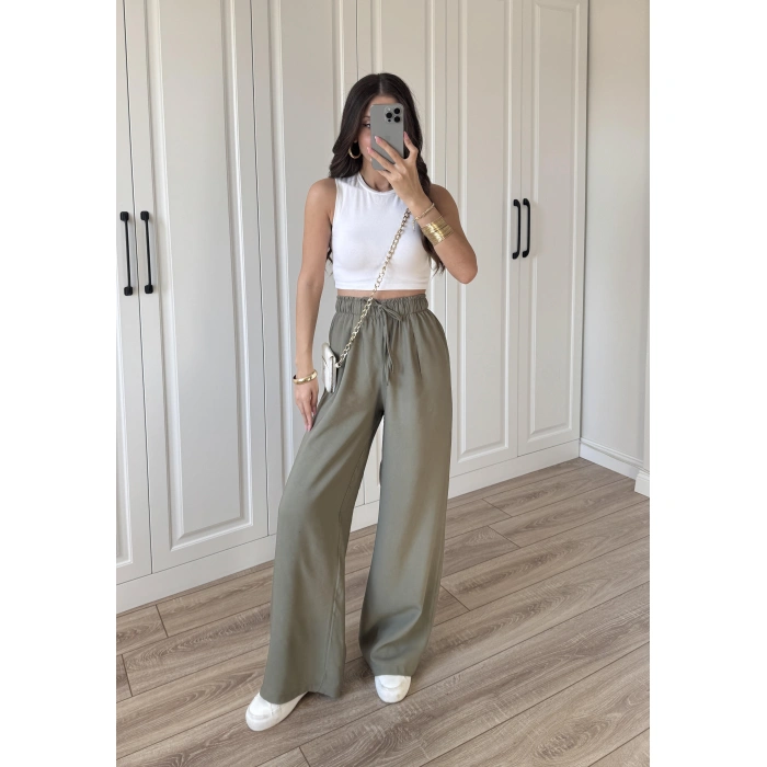 Dania Premium Haki Tensel Palazzo Pantolon