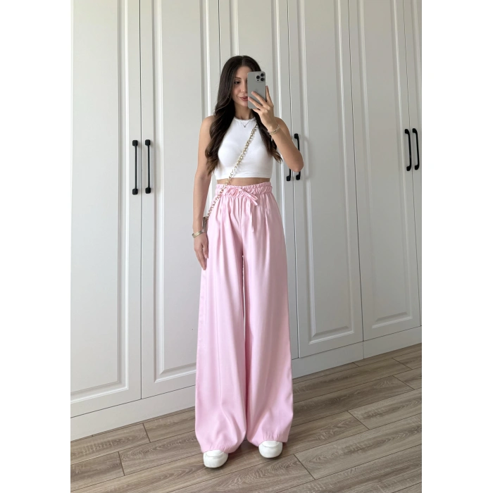 Dania Premium Pembe Tensel Palazzo Pantolon