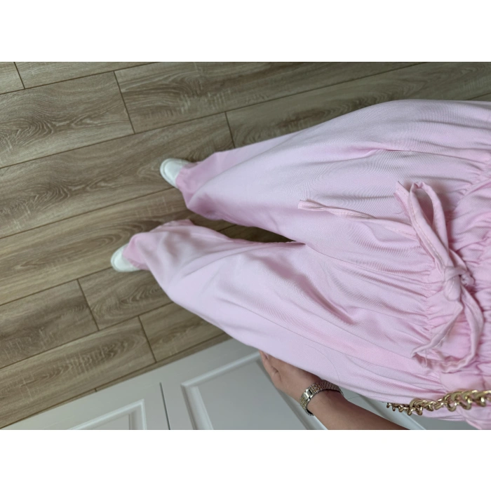 Dania Premium Pembe Tensel Palazzo Pantolon