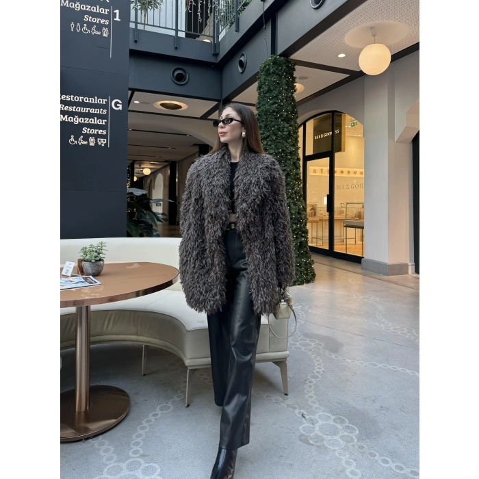 Delux Premium Kahve Astarlı Peluş Kürk