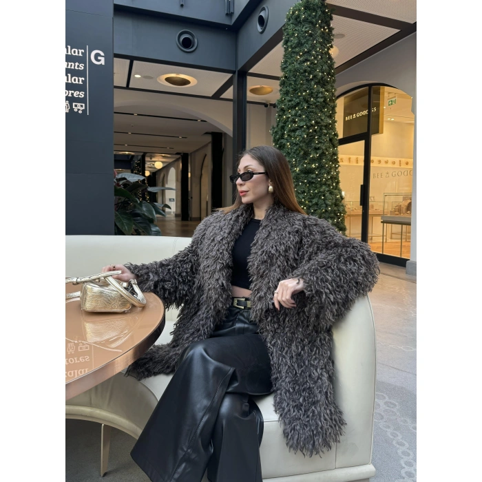 Delux Premium Kahve Astarlı Peluş Kürk