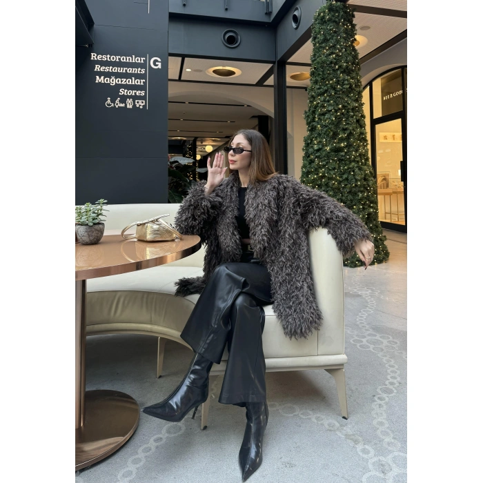 Delux Premium Kahve Astarlı Peluş Kürk