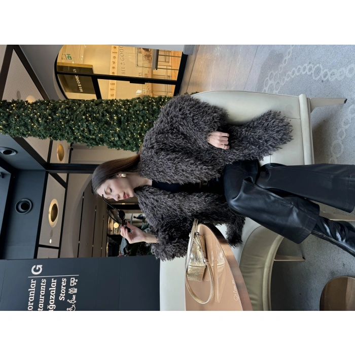 Delux Premium Kahve Astarlı Peluş Kürk