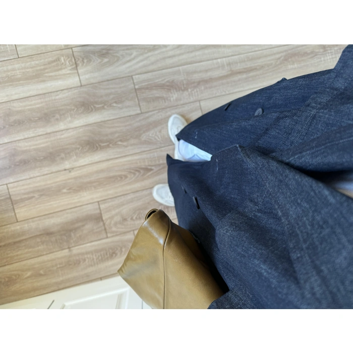 Ekstra Oversize Denim Kuşaklı Trençkot