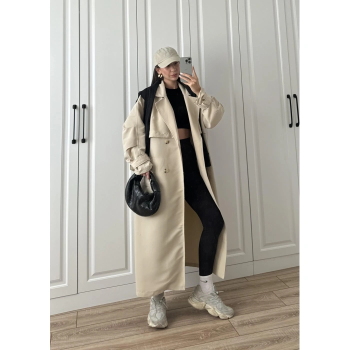 Ekstra Oversize Premium Taş Trençkot