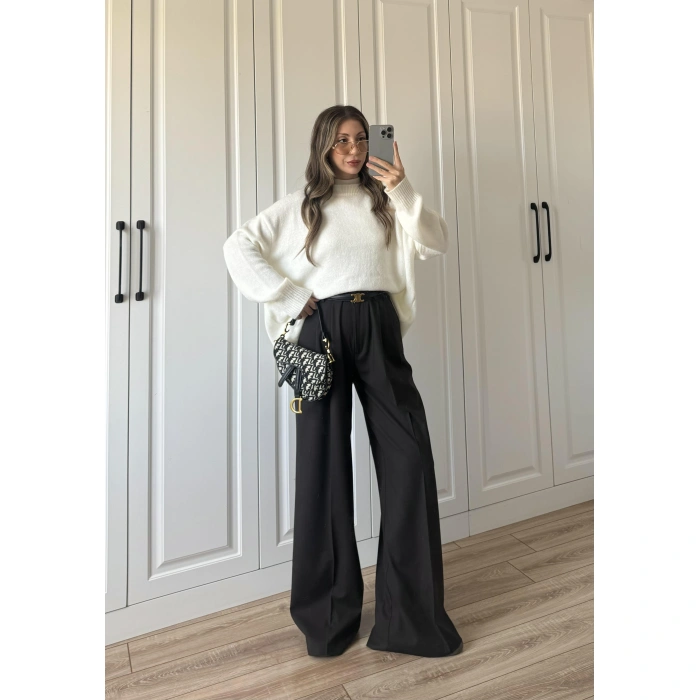 Golden Oversize Ekru Triko Kazak