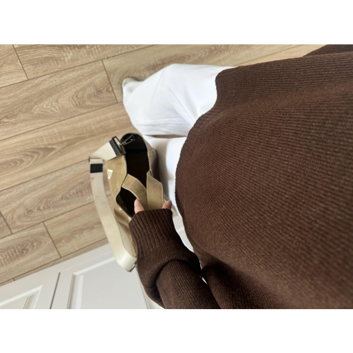 Golden Oversize Kahve Triko Kazak