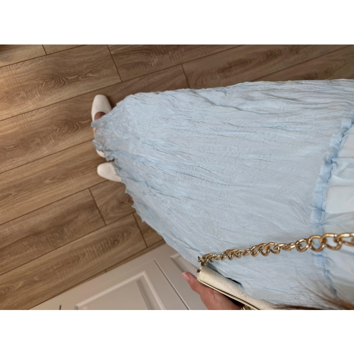 Holla Astarlı Kırışık Bebe Mavi Tül Etek